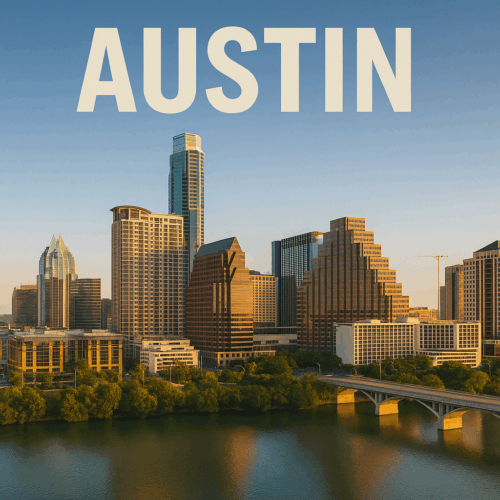 Austin, Texas skyline over the river, representing British expats in Austin arranging UK expat mortgages from the US